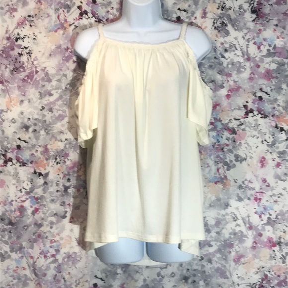 Cold Shoulder Crochet-Trim Ruffle Blouse - Picture 3 of 8